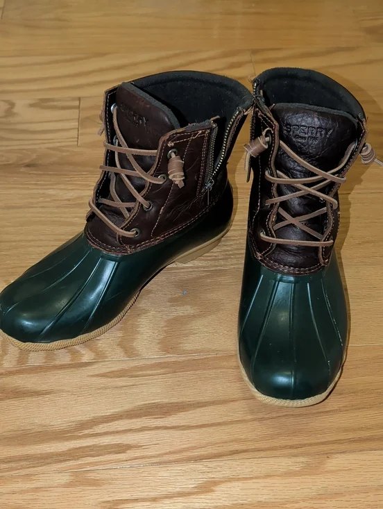 Sperry Green and Brown Duck Boots
