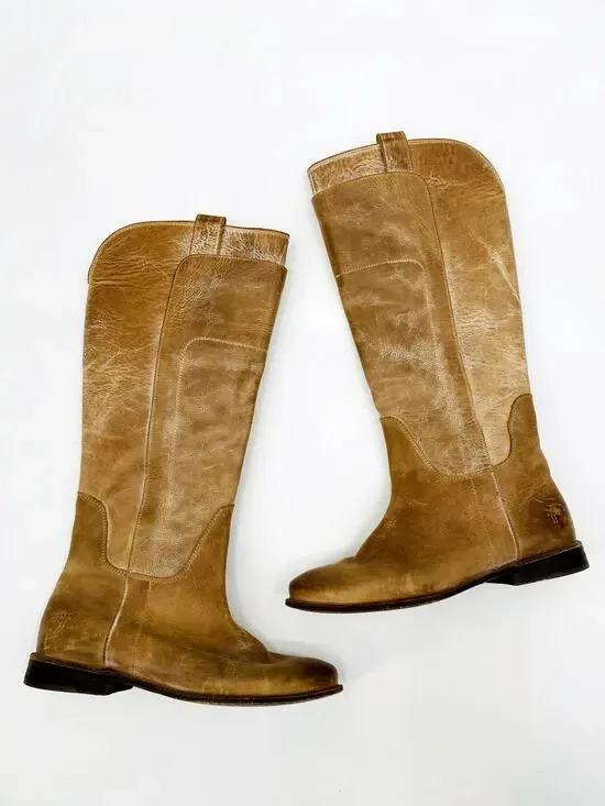 Frye Light Tan Cream Leather Calf Riding Boots