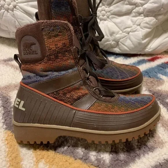 Sorel Tivoli II Tobacco Aztec Print Waterproof Suede Winter Boots