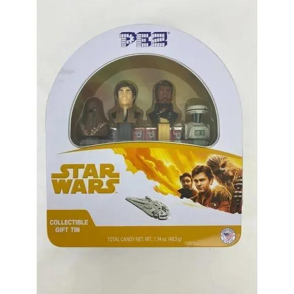 Retired 2018 Star Wars Han Solo Pez Gift Tin Lando Calrissian Droid Chewbacca