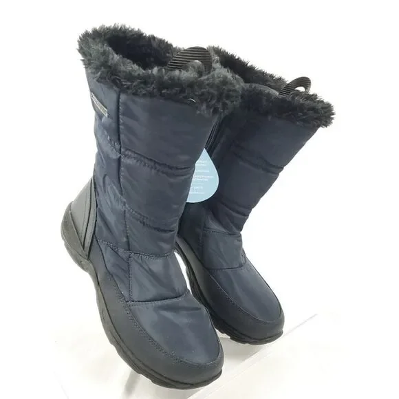 Easy Spirit‎ dark Navy Water Resistant Thermal Sock Lining Winter Boots sz 6.5