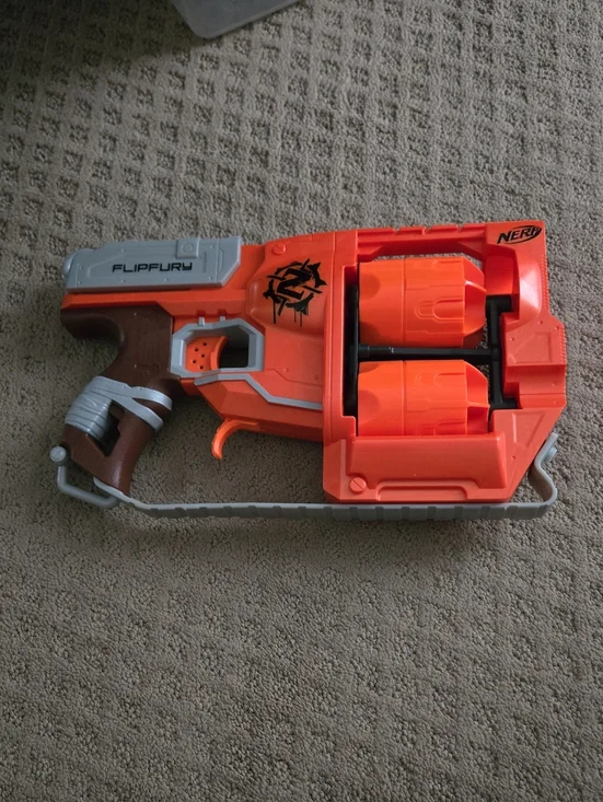 Nerf FlipFury Orange and Gray Dual-Drum Blaster