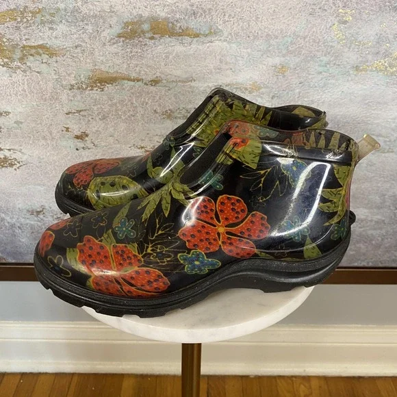 Sloggers Rain Boots Womens Size 8 Multicolor Floral Ankle Garden Waterproof