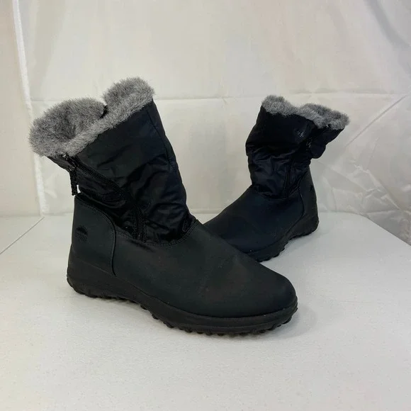 Totes women's Rikki waterproof black faux fur lined zip‎ snow winter boots shoes