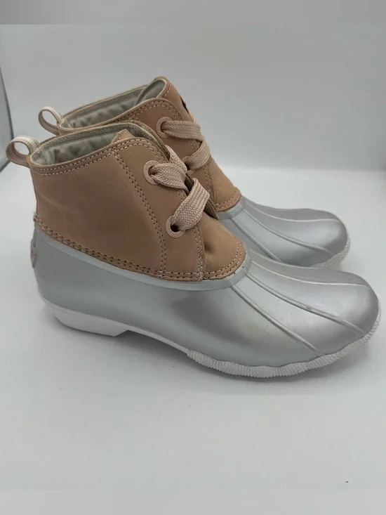 Sperry Waterproof Saltwater 2 Eye Duck Boots‎ pink silver size 8.5 rainboot