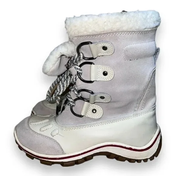 Pajar Alina Round Toe Waterproof Winter Boots White Leather‎ Women's 6.5