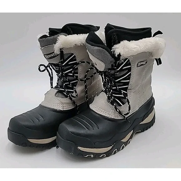 Ranger Winter Snow Boots Women's Size 8‎ Gray Black Faux Fur Thermolite Lined