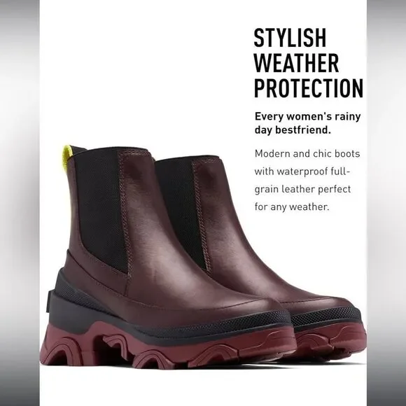 Maroon sorel waterproof brex Chelsea boot
