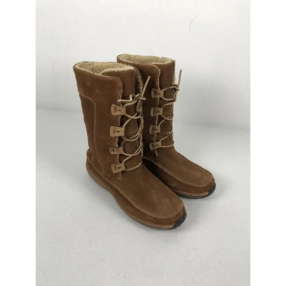 Timberland Womens 7 M Boots Suede Geniune Leather Winter Lace Up Leather Sherpa