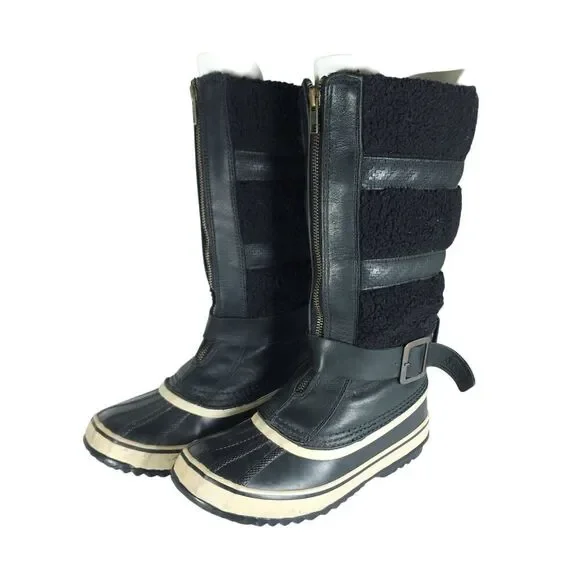 Sorel Women's Helen Of Tundra II US7 Black Leather Waterproof Winter Boots