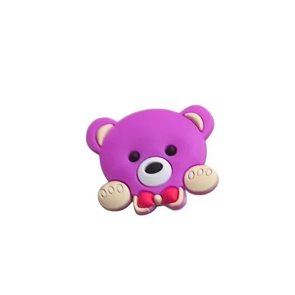 Jibbitz Style Shoe Charm Purple Teddy Bear