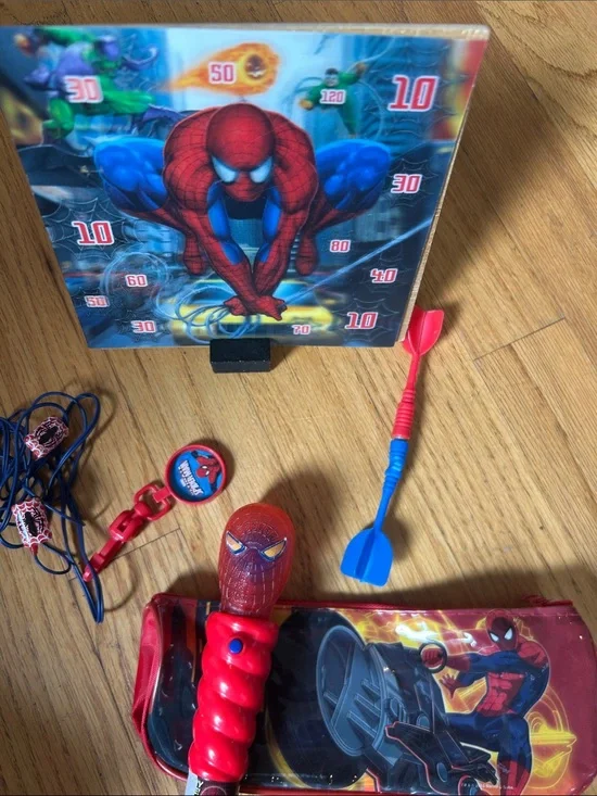 Spiderman Red & Blue Dart Target Play Set with Accessories