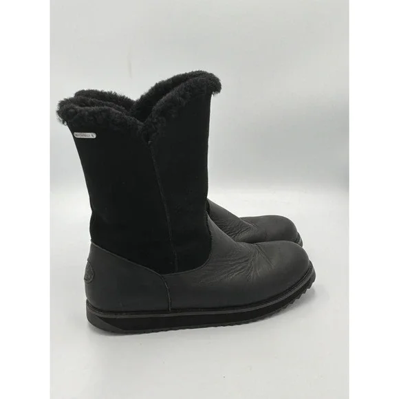 EMU Australia Latrobe Boots Womens 8 Black Leather Sheepskin W12168‎