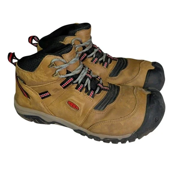 Keen Hiking Boots Womens Size 6Y Waterproof Brown Leather Ridge Flex Mid Gorp