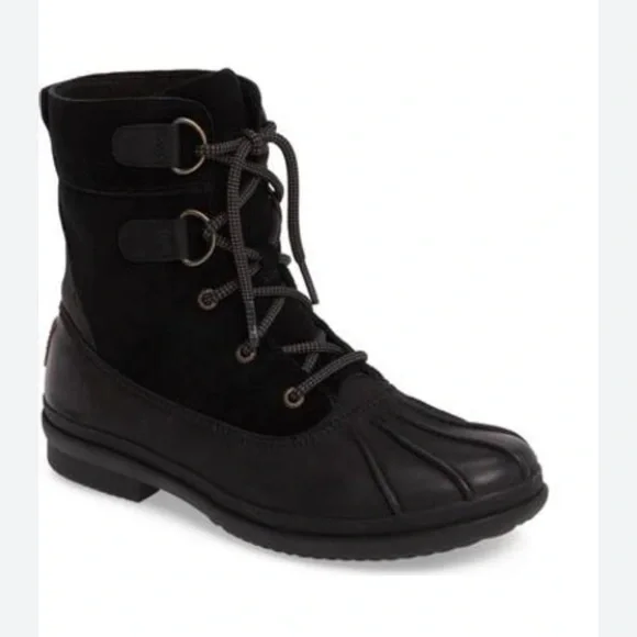 UGG Australia AZARIA Stout LEATHER SHEEPSKIN WATERPROOF DUCK BOOTS