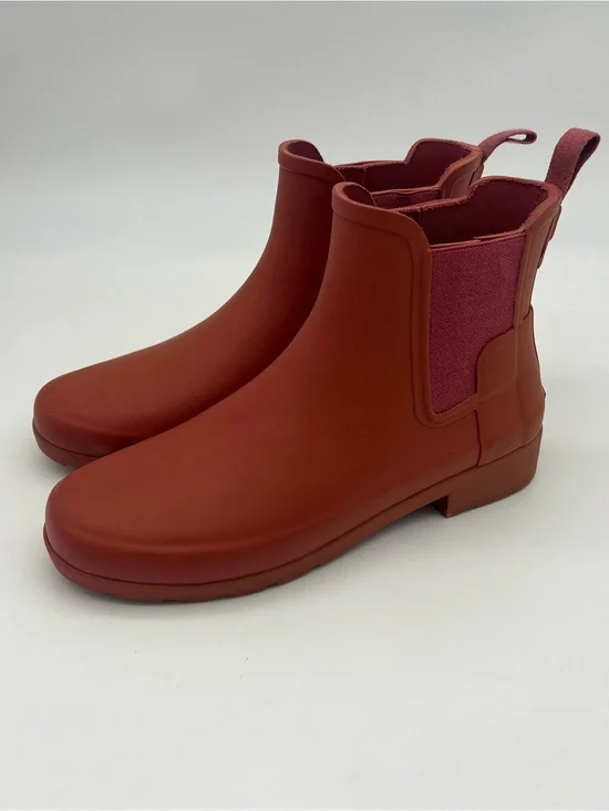 Hunter Women's Chelsea Rain Boots Rust Red refined size 6 short shoes slip on