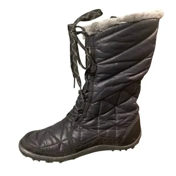 Columbia 200 Grams boots women's  size 7 Black quilted‎ faux fur omni grip