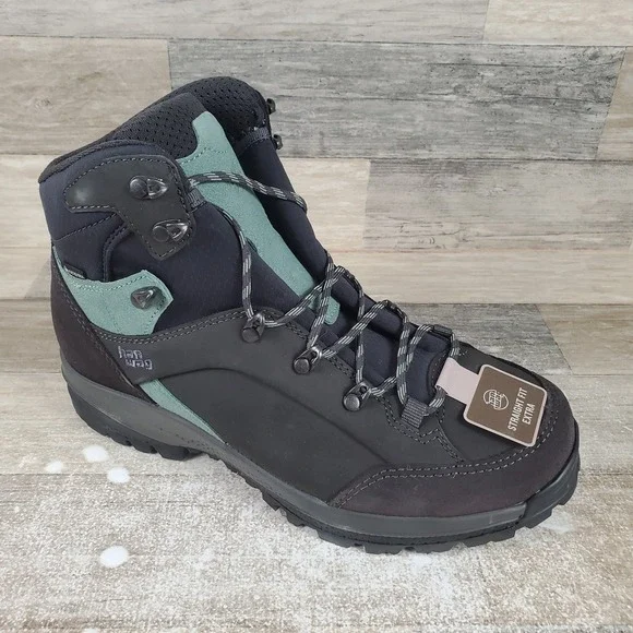 Hanwag Banks SF Extra Lady GTX‎ Womens Hiking Boots Sz 10 Asphalt Mint Lace-Up