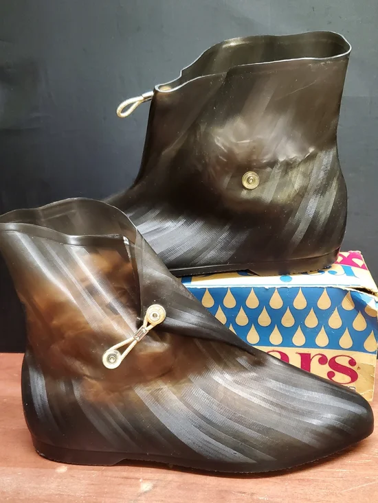 Vintage 40's 50's 60's Era Gray Smoke Overshoe Galoshes Rain Boot Covers