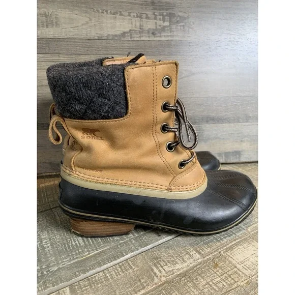 SOREL Slimpack Lace II 2 Waterproof‎ Leather Boots Elk Women's Size 10