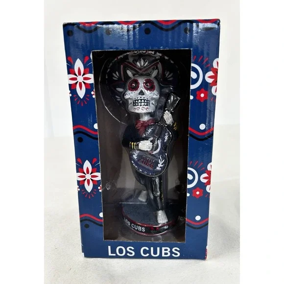 NIB Chicago Cubs Los Cubs MLB Baseball Multi-Color Sugar Skull Bobblehead