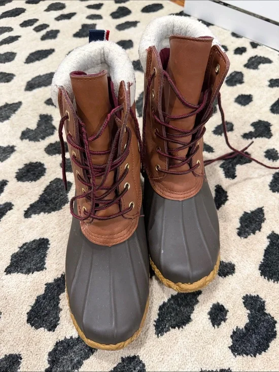 Brown Waterproof Duck Boots with Shearling Lining