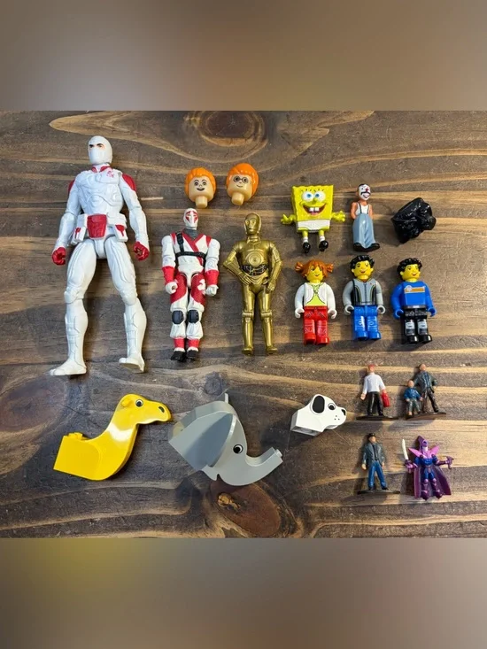 Various Toy Figure Bundle Lot: Lego Homies GI Joe SpongeBob & Others Used