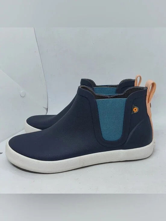 Bogs Bloom Kicker Rain Boots Womens Size 6 Navy Low Top Waterproof Outdoor Shoes
