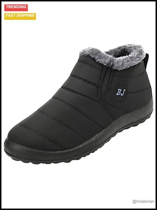 Fur Lined Warm Ankle Snow Boots Slip On Lightweight Outdoor Footwear