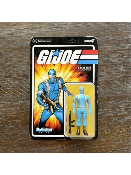 Super7 G.I. Joe Snake Eyes ReAction Boxed Action Figure Blue 2021 w/ Rifle