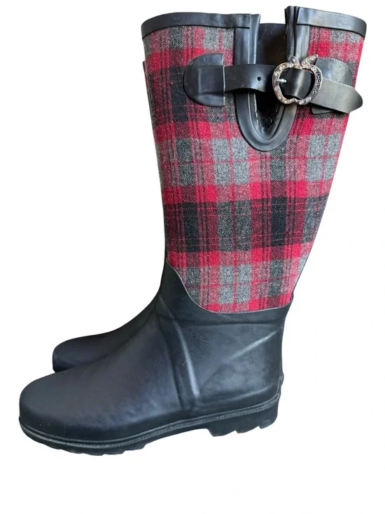 Apple Bottoms plaid rain boots  size 7