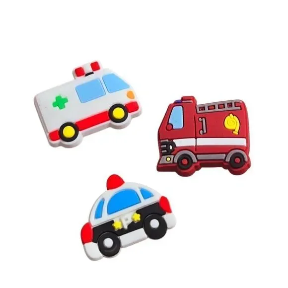 Jibbitz Style Shoe Charm Emergency Vehicles,  Fire Truck,  Police, Ambulance