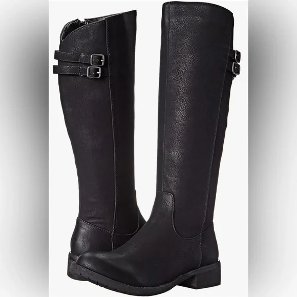Very Volatile Black Knee High Women’s Boots Faix Leather Side Zipper Sz 7.5