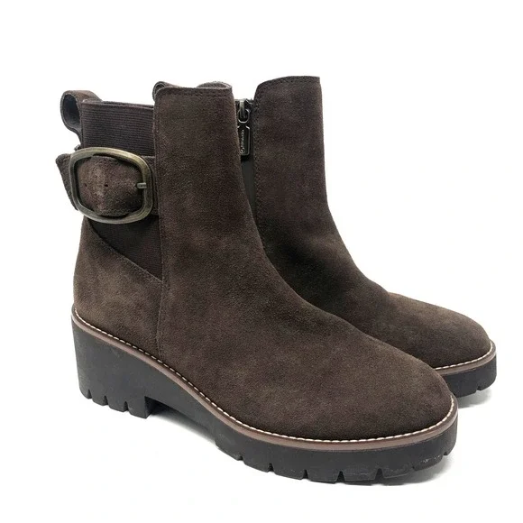 Blondo Dahlia Boots Womens 7.5 Brown Waterproof Outdoor Cabin Chic Cow Suede
