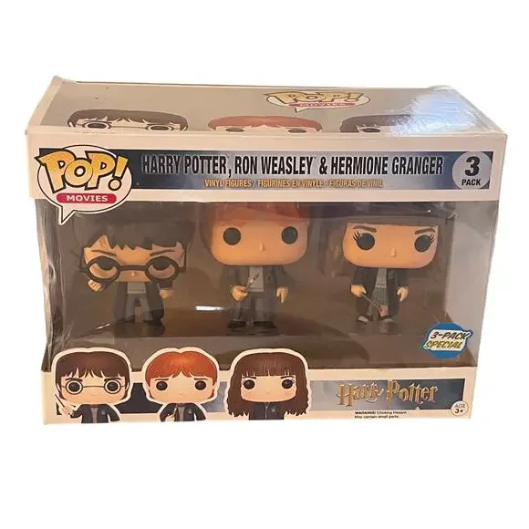 Funko Pop! Movies: Harry Potter Ron Weasley & Hermione Granger 3-Pack Special