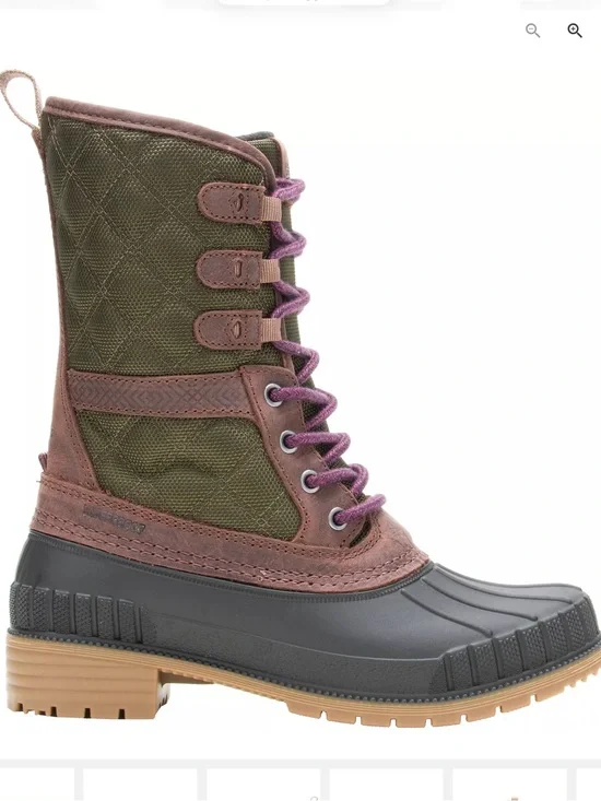 Kamik Sienna 3 Olive Green Purple Waterproof Lace-Up Winter Boot Size 10 NEW