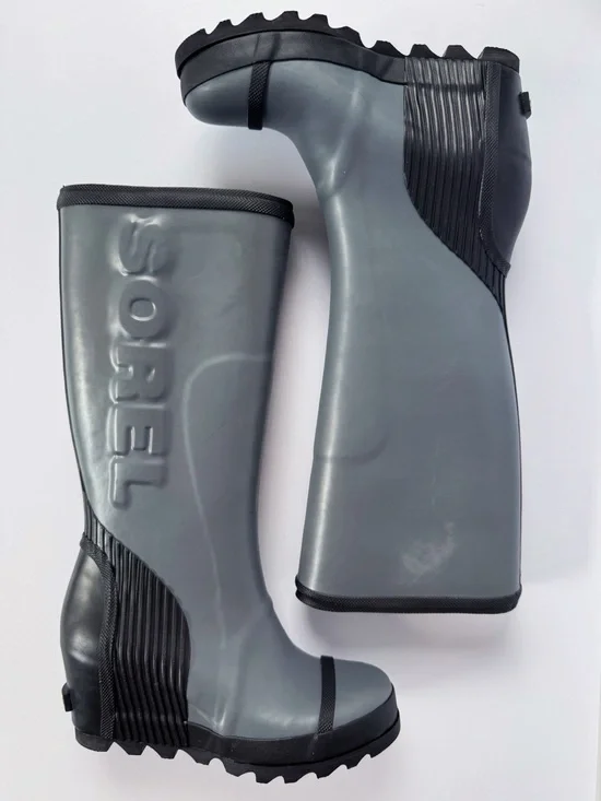 Sorel Joan Tall Wedge Rain Boot Graphite/Black | 7.5