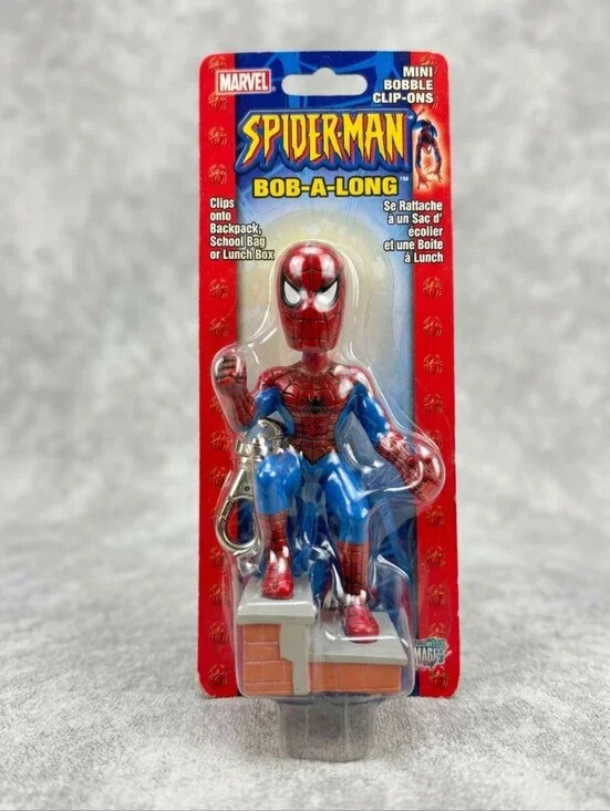 Vintage 2000s Spider-Man Bob-A-Long Clip-On Figure