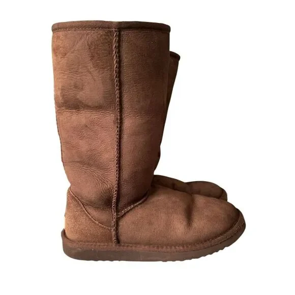 UGG Classic Tall brown Suede Shearling Sheepskin Boots womens 5