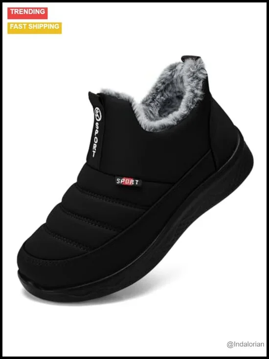 Waterproof Fur Lined Snow Boots Slip On Non Slip Comfort Walking Shoes