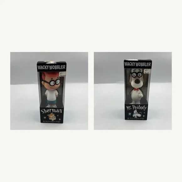 Funko Wacky Wobbler Mr Peabody & Sherman Bobblehead Lot Vintage Rocky Bullwinkle