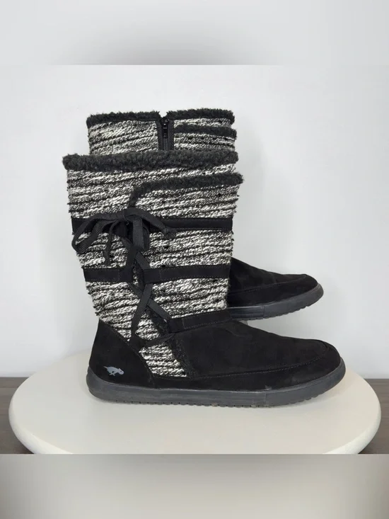 Rocket Dog Black & White Woven Boots - Size 10