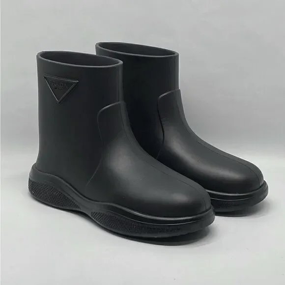 Prada Rubber Logo Pull-On Rain Booties size 36
