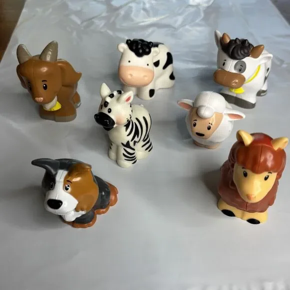 Fisher-Price Little People Farm Animal Figures Lot Cow Dog Sheep‎ Zebra Goat Toy