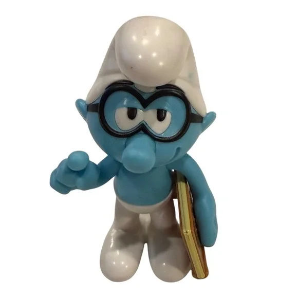 Brainy Smurf Figure‎ Studio Peyo 2024 BKC Burger King Toy Blue White 4