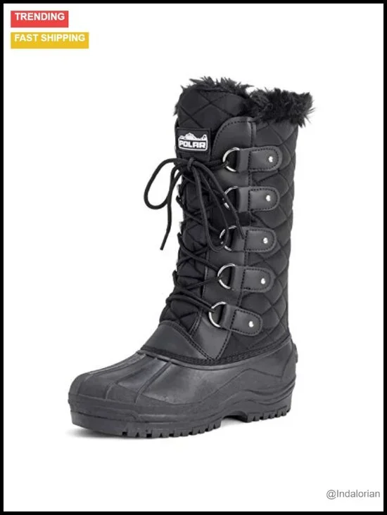 Waterproof Tactical Snow Boots with Quilted Upper and Hook and Loop Lacing