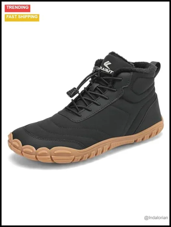Faux Shearling Lined Wide Toe Box Zero Drop Barefoot Snow Boots