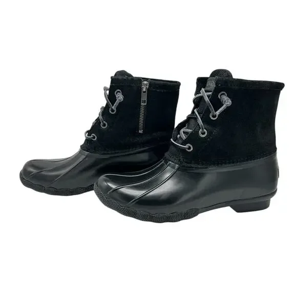 Sperry Syren Gulf Black Duck Boots Size 6.5 Waterproof Fleece Lining Non-Slip