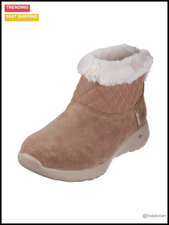 Suede Slip-On Snow Boots with Memory Foam Insole