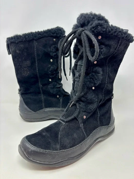 The North Face Abby III Tall Lace Up Black Suede Insulated Winter Boots Size 7